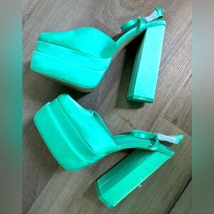Public Desire Platform Mint Green Heels, Size 9